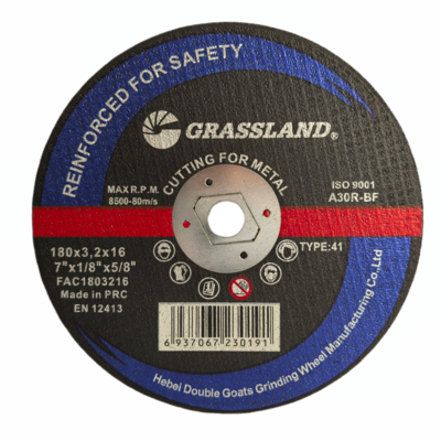 GRASSLAND मोनोक्रिस्टलाइन फ्यूज्ड एल्युमिनियम के साथ 7 इंच इनोक्स पीस डिस्क 180mm X 3.2mm X 16mm