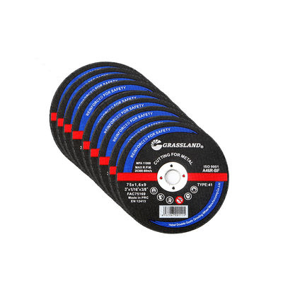 सीधे और चिप-मुक्त कट के लिए 3 इंच के मेटल ग्राइंडिंग डिस्क 75 मिमी x 1.6 मिमी x 9 मिमी निरंतर व्हील ब्लेड टफ एल्यूमीनियम ऑक्साइड अपघर्षक 80 मीटर/सेकंड